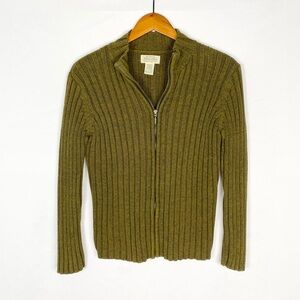 Vintage St. John's Bay Zip Up‎ Knit Sweater Petite Large Collared
